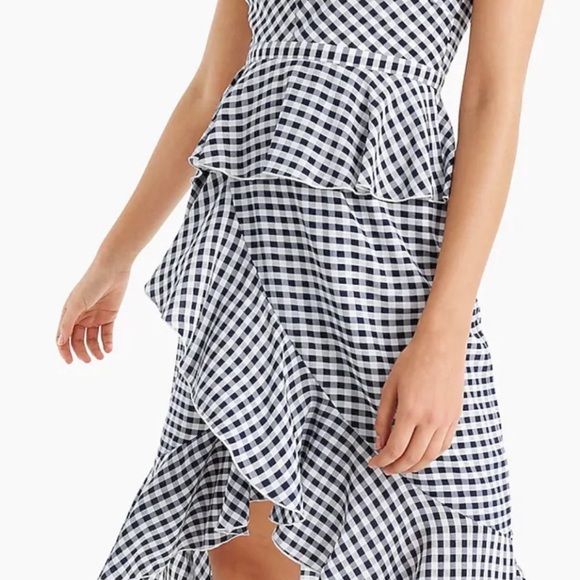 J. Crew Silk Peplum Dress in Gingham Print - Picture 10 of 15
